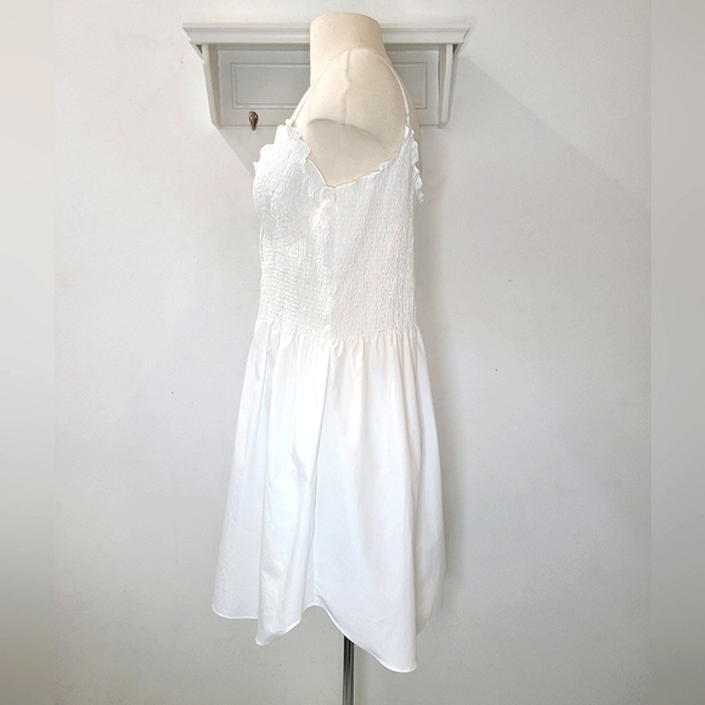 Alexander Wang White 100% Cotton Plunging Spaghetti Strap Sundress Sz L - Picture 4 of 13